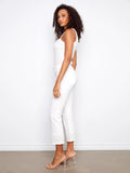 Charlie B. Ring Spun Flare Leg Denim with Zigzag Embroidery Style C5764 - White