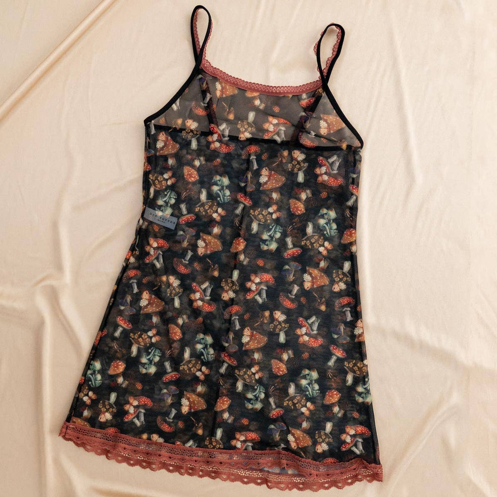 Mystical Mushrooms Printed Mesh Chemise