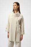 Joseph Ribkoff Sweater Knit Coat with Overlap Collar Style 254956 - Ivory Melange