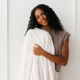 PATTERNED FAUX FUR THROW BLANKETS: Ivory