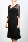 MAXIMA  Fit and Flare 3/4 Sleeves Paneled Dress Black: MD