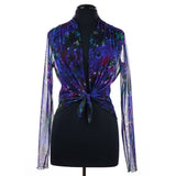 MIA Sheer Long Sleeve Print Bolero Cover-up : M
