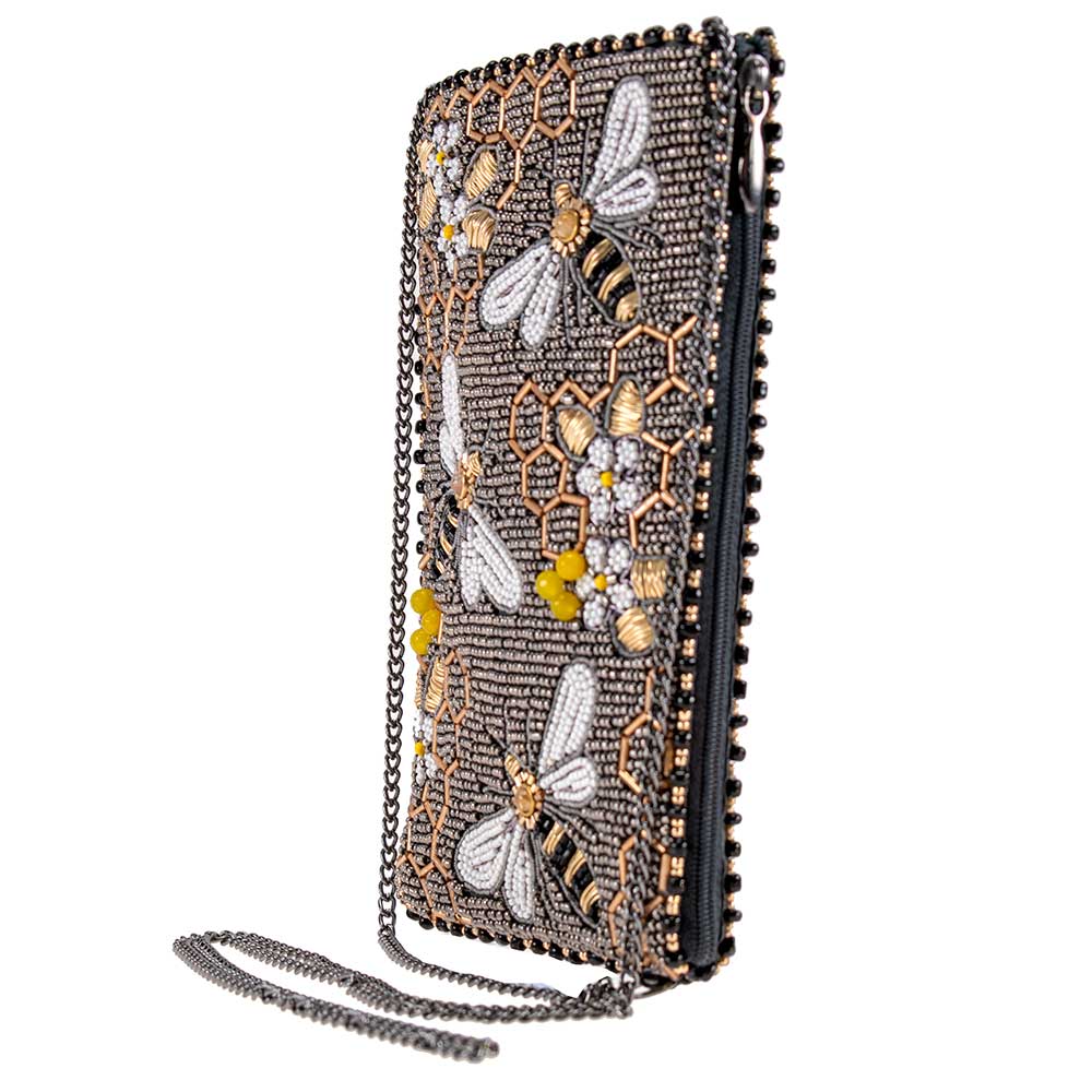Mary Frances Bee Awesome Beaded Bumble Bees Crossbody Phone Bag