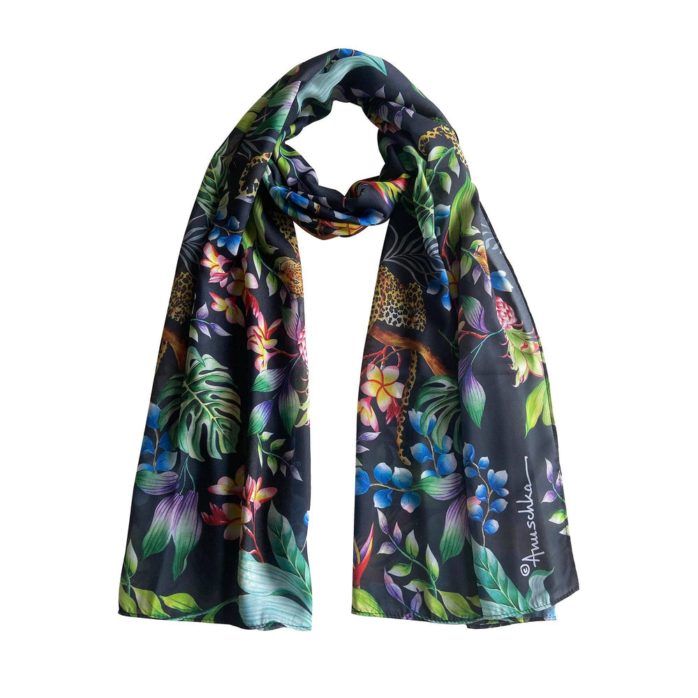 Anuschka Printed Chiffon Scarf - Jungle Leopard