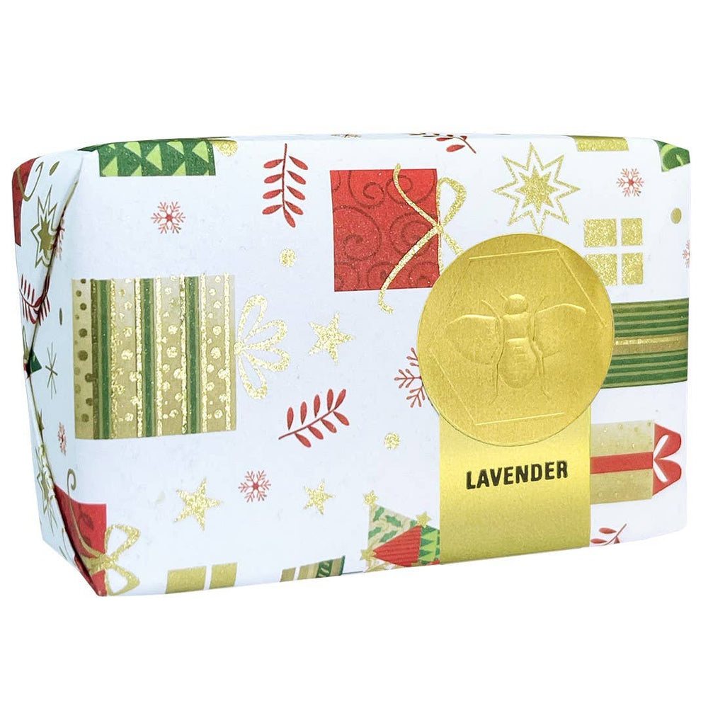 MADE IN USA Honey House Naturals Holiday Paper Wrapped Soap - 3.5oz Individual: Lavender