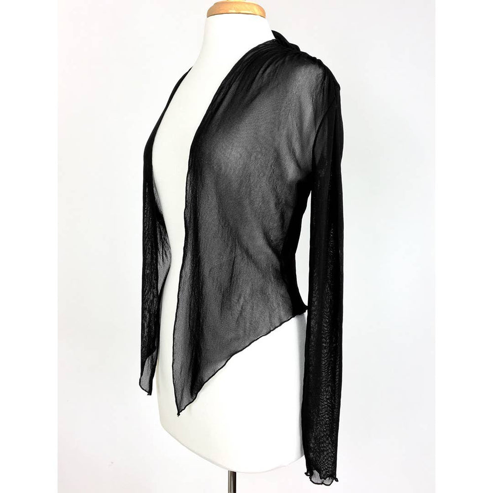 Elana Kattan Maxima Sheer long Sleeve Bolero Jacket - Black