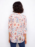 Charlie B. Printed Roll-Up Sleeve Cotton Gauze Top Style C4188DR - Paisley