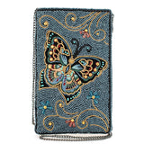 Mary Frances Mariposa Beaded Butterfly with Blue Crossbody Phone Bag