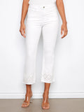 Charlie B. Ring Spun Flare Leg Denim with Zigzag Embroidery Style C5764 - White