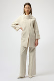 Joseph Ribkoff Sweater Knit Coat with Overlap Collar Style 254956 - Ivory Melange