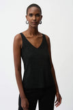 Joseph Ribkoff Metallic Knitted Camisole with Rhinestones Style 252915 - Black
