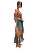 MONET Sleeveless Tea Length Fit N Flare Paneled Dress : XS