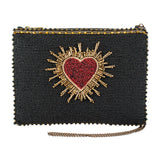 Mary Frances Hand Beaded Genuine Leather Affection Mini Crossbody Handbag