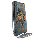Mary Frances Mariposa Beaded Butterfly with Blue Crossbody Phone Bag
