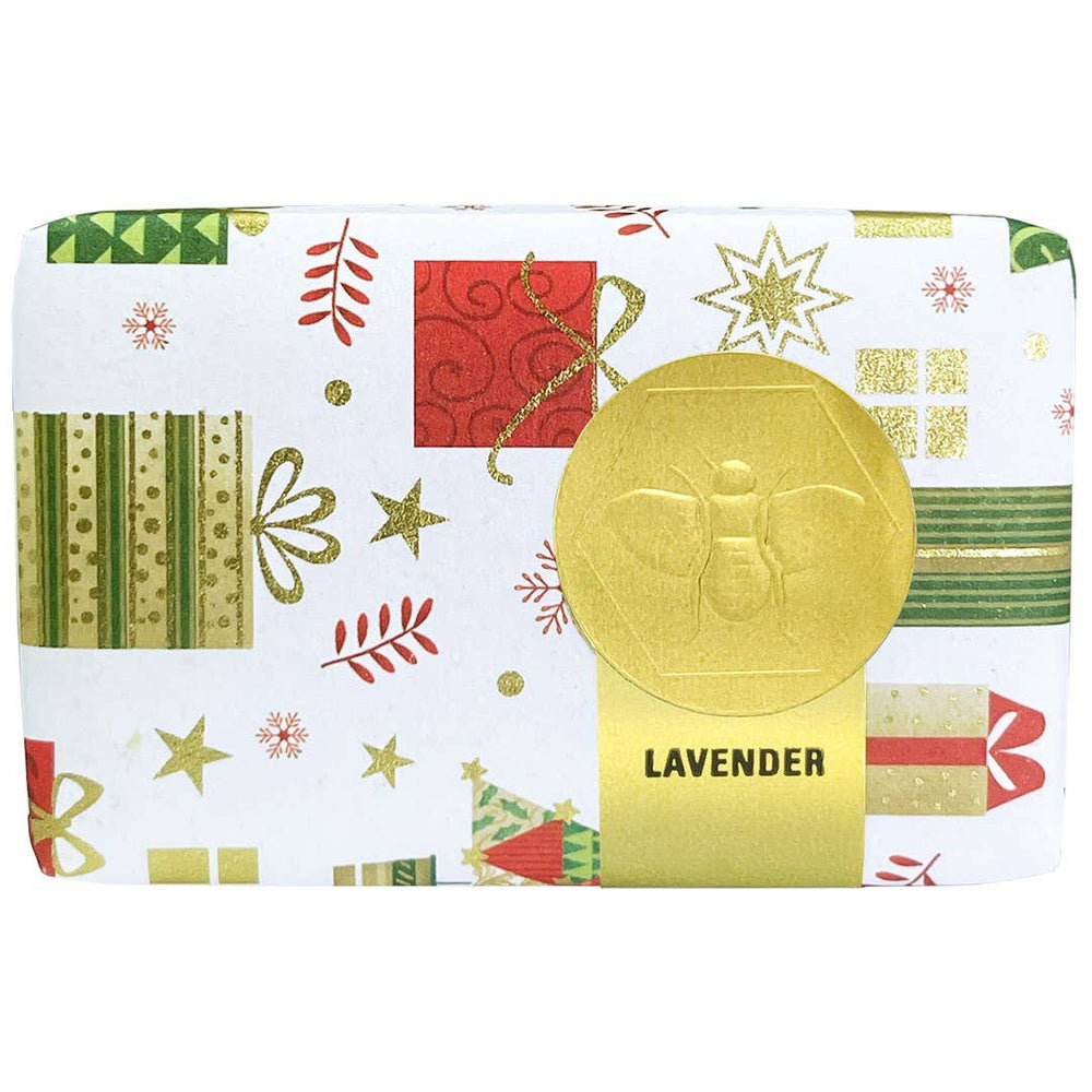 MADE IN USA Honey House Naturals Holiday Paper Wrapped Soap - 3.5oz Individual: Lavender
