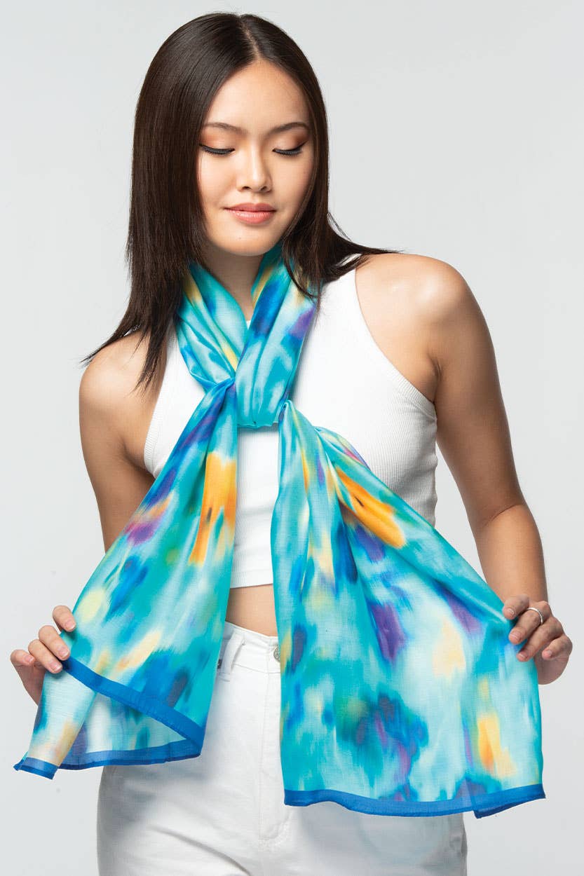 Rishika Cupro Scarves: Turquoise Multi