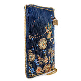 Fairy Dust and Floral Blue Beaded Crossbody Phone Bag