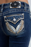 Miss Me Embellished Pocket Mid Rise Boot Cut Jeans Style M3080B89