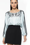 Satin Illusion Beaded Blouse - La Chambre: Size 2