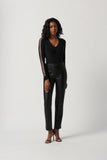 Joseph Ribkoff Sheer Embellished Sleeve Top Style 234278 - Black