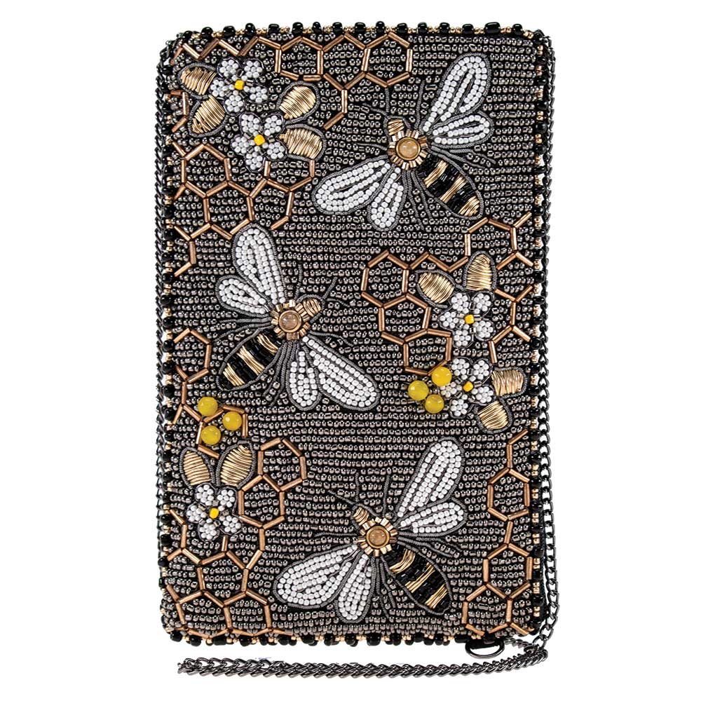 Mary Frances Bee Awesome Beaded Bumble Bees Crossbody Phone Bag