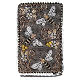Mary Frances Bee Awesome Beaded Bumble Bees Crossbody Phone Bag