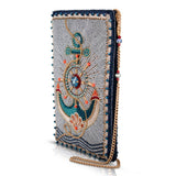 Mary Frances Keep It Steady Anchor Nautical Beaded Crossbody Phone Bag