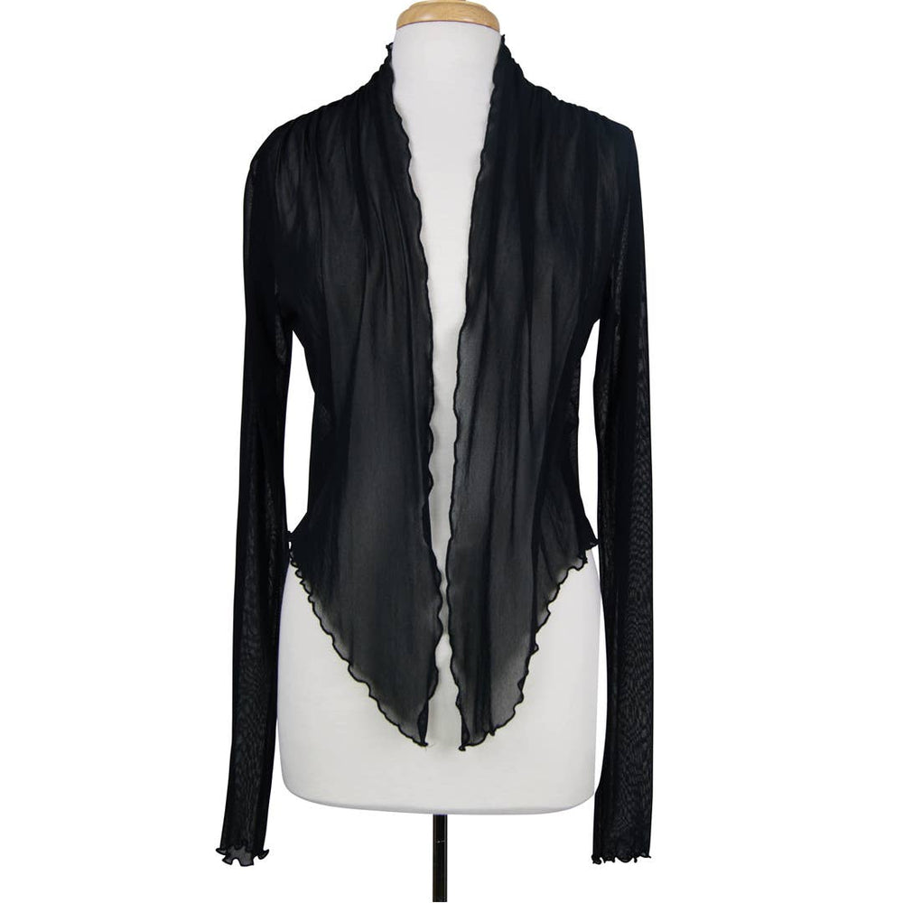 Elana Kattan Maxima Sheer long Sleeve Bolero Jacket - Black