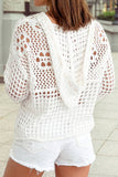 4th July Knit American Star Flag Patched Sweater Hoodie: White