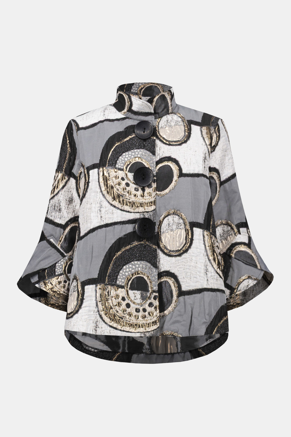 Joseph Ribkoff Abstract Jacquard Trapeze Jacket Style 254003 - Black/Multi