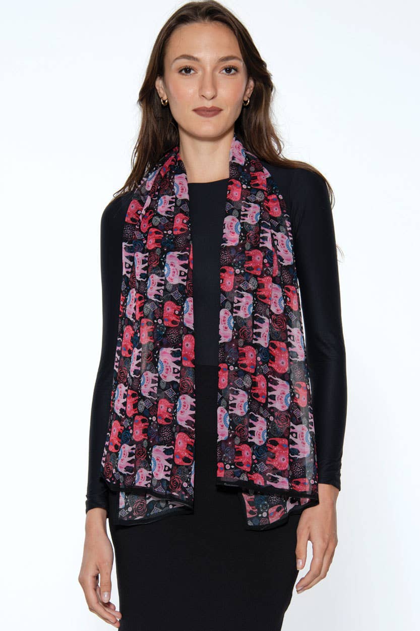 Aloka Scarf: Multi Elephants
