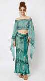 Aqua-Blue wash Portofino Blouse: Size 2