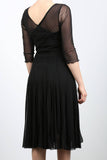 MAXIMA  Fit and Flare 3/4 Sleeves Paneled Dress Black: SM