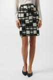 Joseph Ribkoff Jacquard Sweater Plaid Print Pull-On Skirt Style 
253146 - Black/Cream