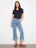 Charlie B. Stretch Denim Bootcut Crop with Fringed Hem Style C5277YR/431 - Blue Jean