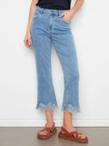 Charlie B. Stretch Denim Bootcut Crop with Fringed Hem Style C5277YR/431 - Blue Jean