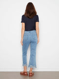 Charlie B. Stretch Denim Bootcut Crop with Fringed Hem Style C5277YR/431 - Blue Jean