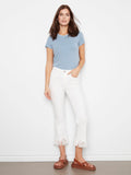 Charlie B. Stretch Denim Bootcut Crop with Fringed Hem Style C5277YR/615 - White