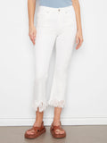 Charlie B. Stretch Denim Bootcut Crop with Fringed Hem Style C5277YR/615 - White