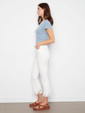 Charlie B. Stretch Denim Bootcut Crop with Fringed Hem Style C5277YR/615 - White
