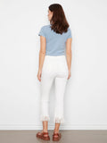 Charlie B. Stretch Denim Bootcut Crop with Fringed Hem Style C5277YR/615 - White