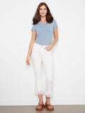 Charlie B. Stretch Denim Bootcut Crop with Fringed Hem Style C5277YR/615 - White