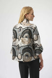 Joseph Ribkoff Abstract Jacquard Trapeze Jacket Style 254003 - Black/Multi