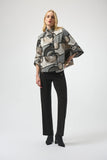 Joseph Ribkoff Abstract Jacquard Trapeze Jacket Style 254003 - Black/Multi