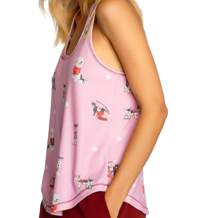 PJ Salvage Rescues are My Favorite Breed Dog Print Tank Style RMRFTK - Pink Orchid