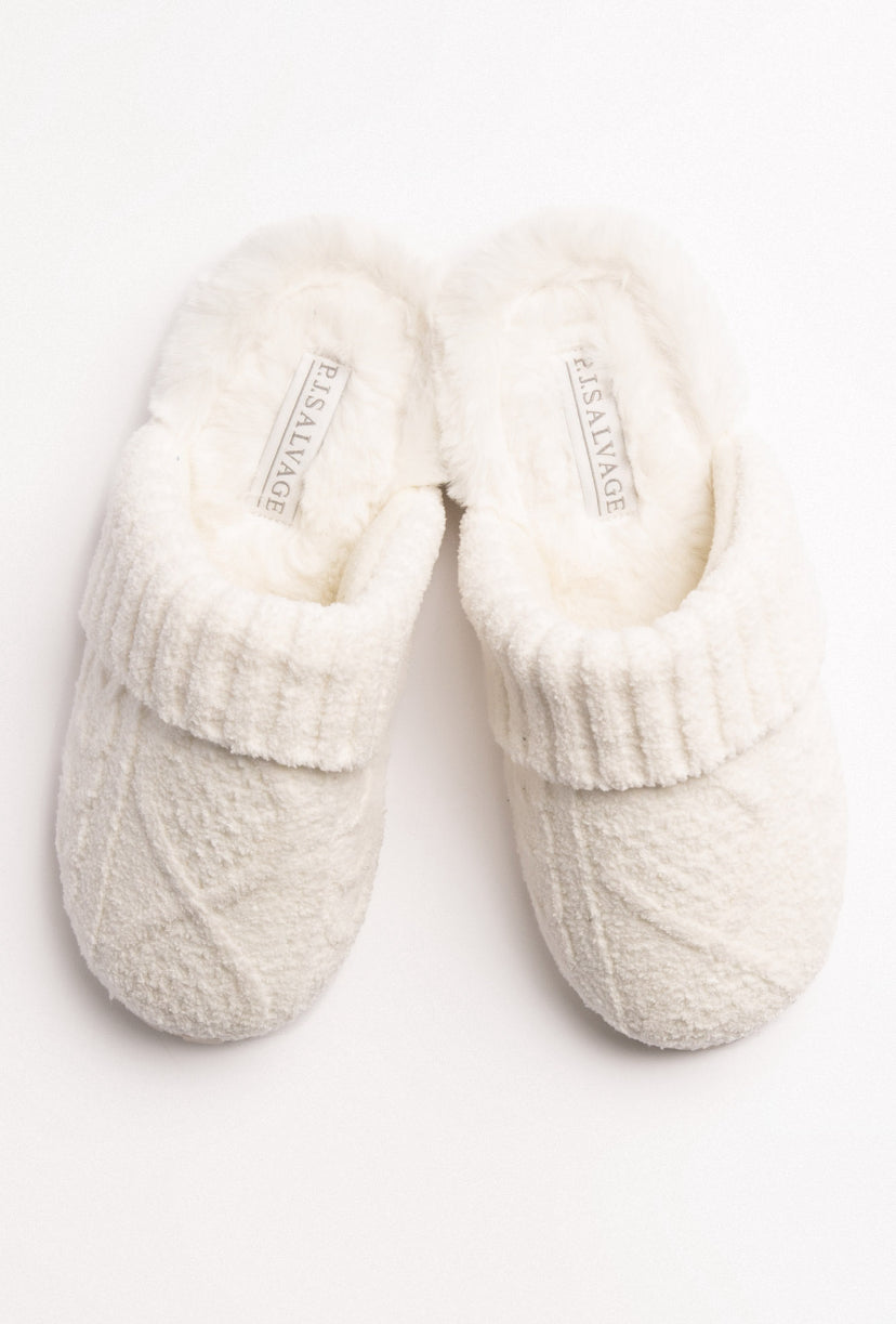 PJ Salvage Bootie Cable Knit Slide Slippers Style RKCKSL - Ivory