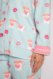 LAST ONE SZ S - PJ Salvage 100% Cotton Flannel Mugs and Kisses PJ Set Style RKFLPJ - Aqua