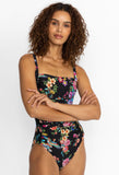 Johnny Was Sognatore Nero Ruched One Piece Bathing Suit Style #CSW0124 - Multi