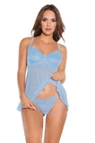 Coquette Sky Blue Underwire Babydoll with Matching Thong