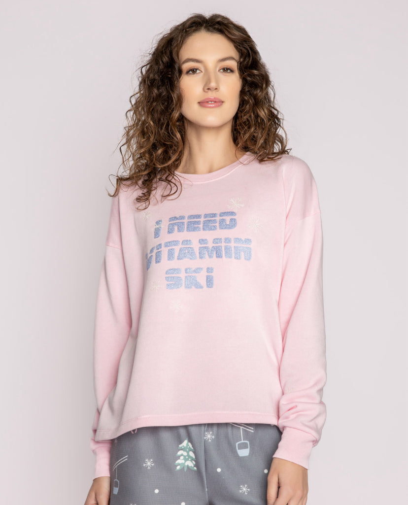 PJ Salvage Vitamin Ski Sweatshirt Style RLVSLS - Pastel Pink